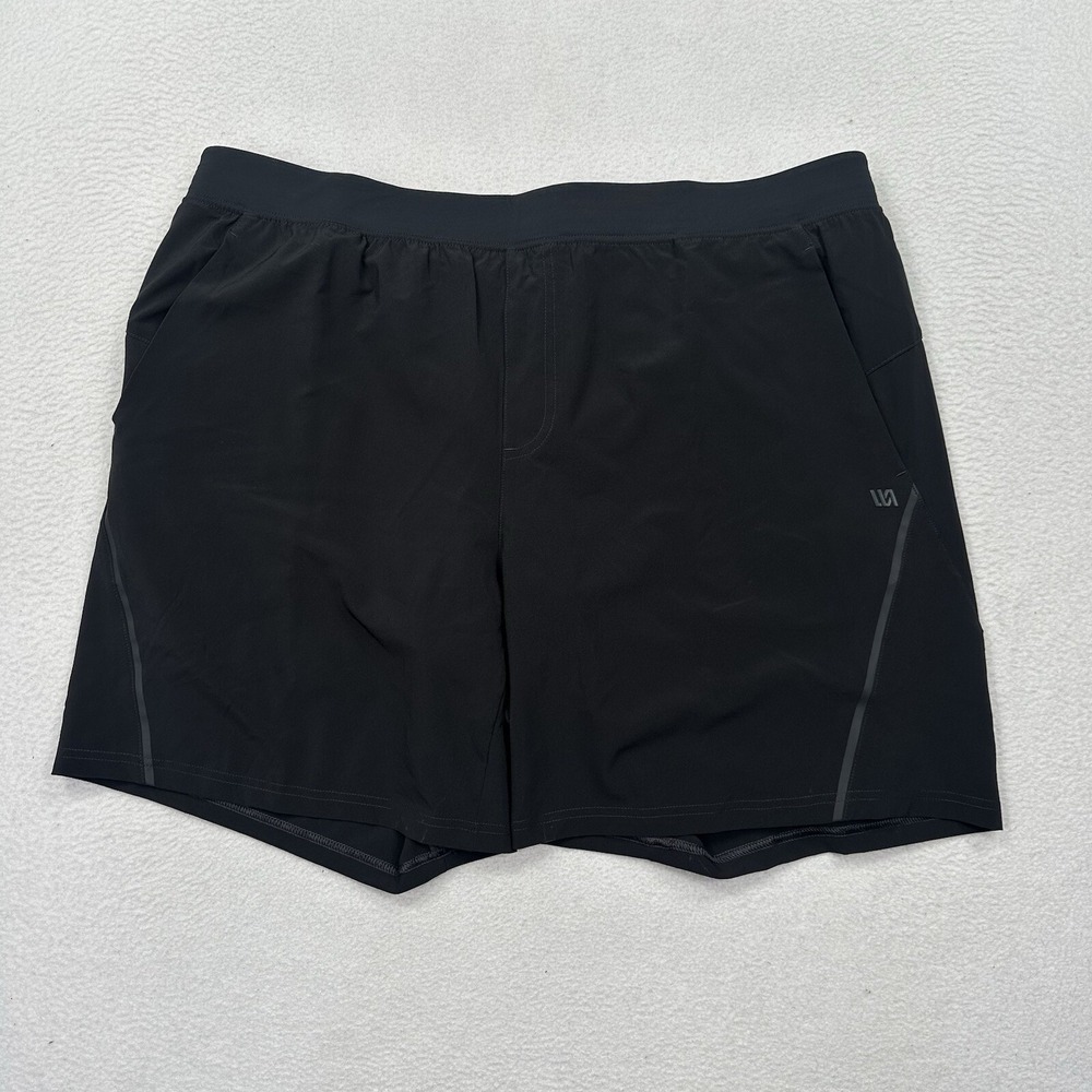 VRST Men's Stealth 7" Lined Shorts Size 2XL Black Stretch Moisture Wicking